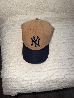 Two-Tone Tan and Navy Baseball Cap